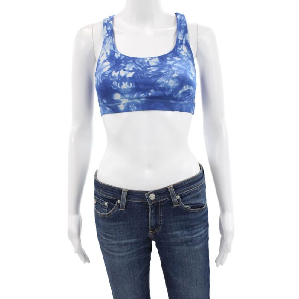 Lululemon Women's Scoop Neck Strappy Tie Dye Sport Bra Blue Size S